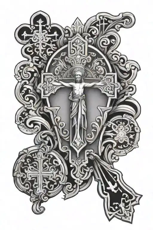 Orthodox with a cross and an icon tattoo design idea