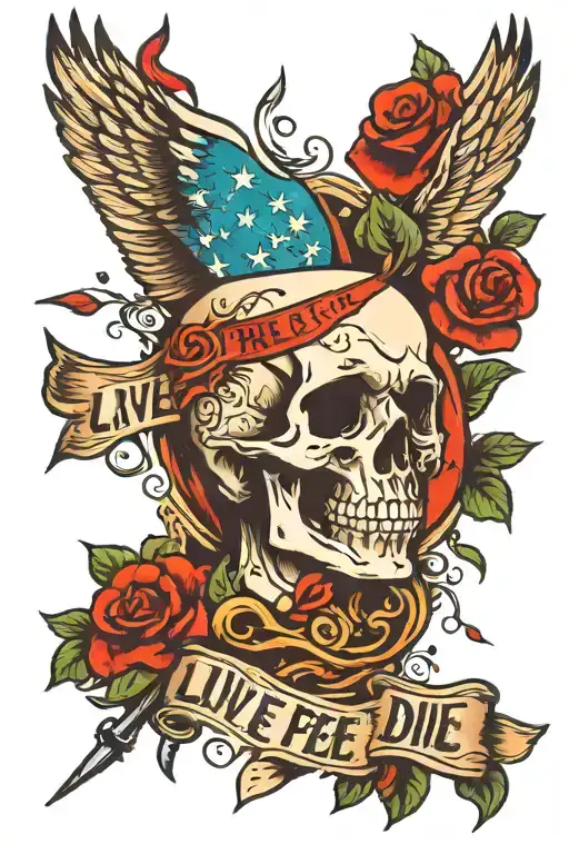 live free or die tattoo design idea
