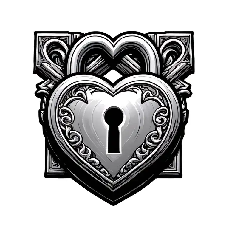MCMLXII MCMLXIV in the shape of a heart shaped lock tattoo design idea
