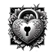MCMLXII MCMLXIV in the shape of a heart shaped lock tattoo design idea