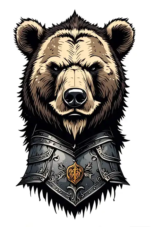 viking armor with grizzly bear head tattoo design idea