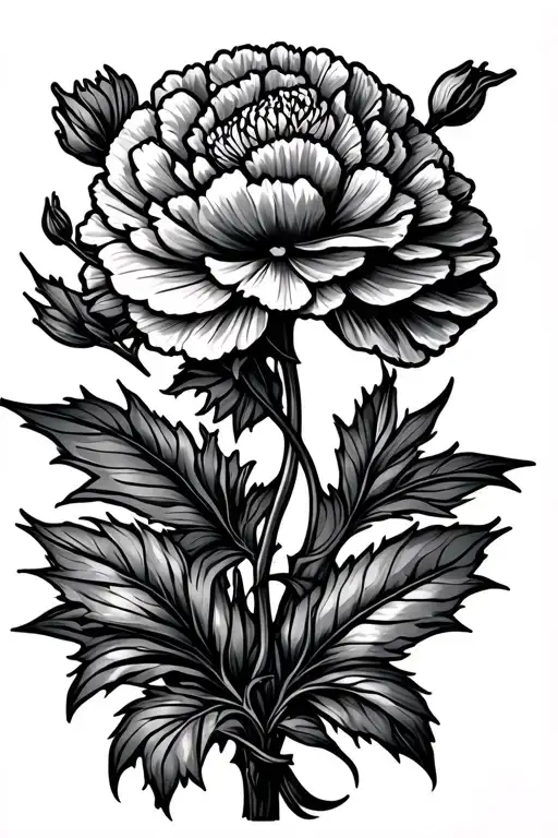 carnation and aquarius zodiac sign tattoo design idea