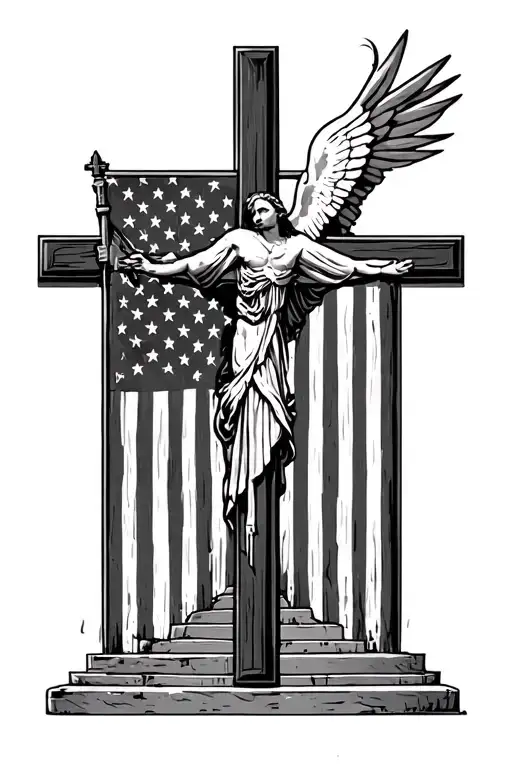 American flag Christian steam punk tattoo design idea