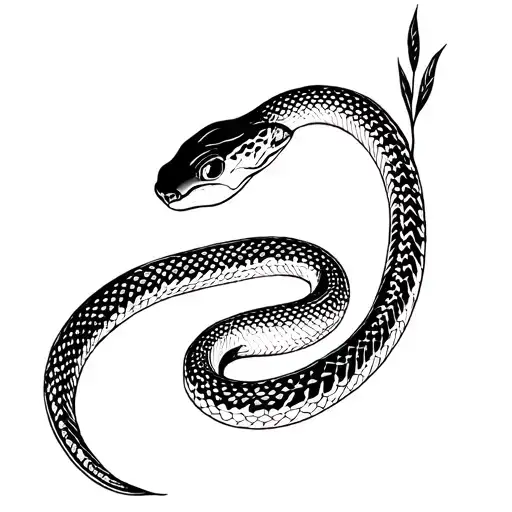 grass snake coiled tattoo design idea