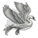 Swan Flying bird tattoo design idea