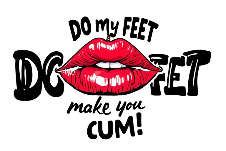"Do my FEET make you CUM!" lips bitting cherry tattoo design idea