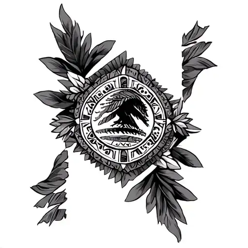 Aztec Mexican flag tattoo design idea