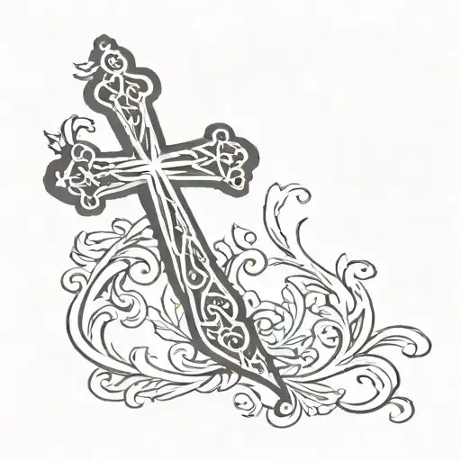 A small tattoo with a cross & a little something else to include my femininity that the Bible talks of tattoo design idea