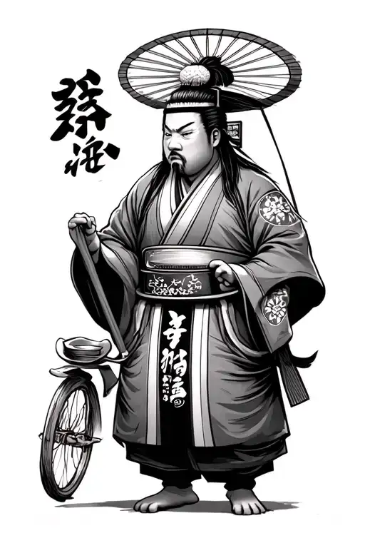 Japanese samuri at a japanese style vending mach tattoo design idea