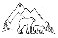 mama bear 2 cubs Mountain star sign tattoo design idea