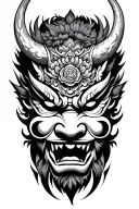gemini japanese oni mask tattoo design idea