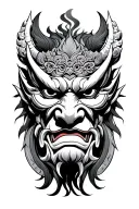 gemini japanese oni mask tattoo design idea