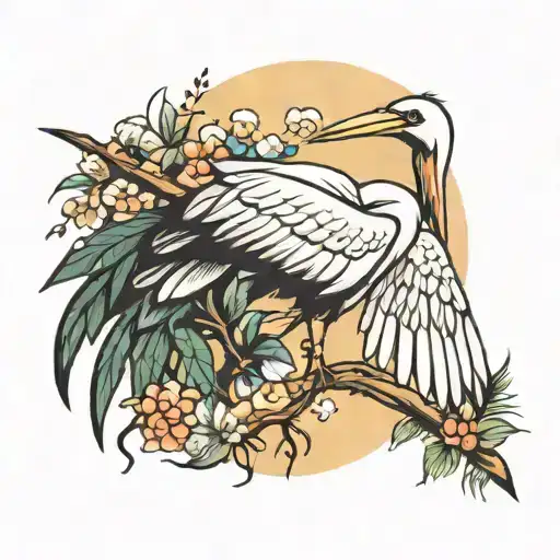stork bird tattoo design idea