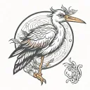 stork bird tattoo design idea