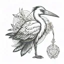 stork bird tattoo design idea