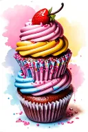 cupcake tower tattoo design idea