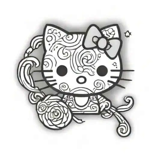 stick n poke hello kitty tattoo design idea