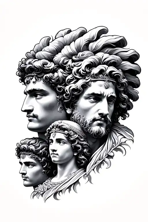 Family and alexander the great tattoo design idea