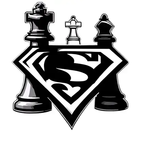 chess rook as superman logo tattoo design idea