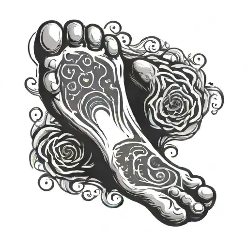 first born baby foot print with name tattoo design idea
