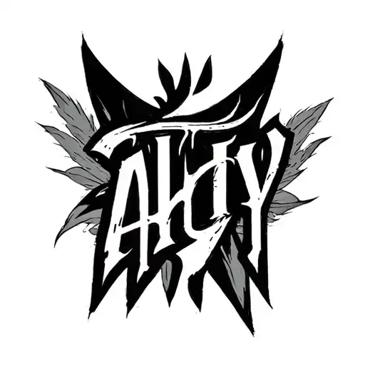 "AHY" text written tattoo design idea