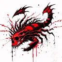 scorpio dragon and scull red and black tattoo design idea