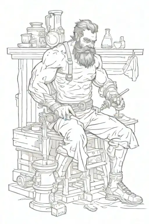 Hephaestus working forge tattoo design idea