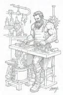 Hephaestus working forge tattoo design idea