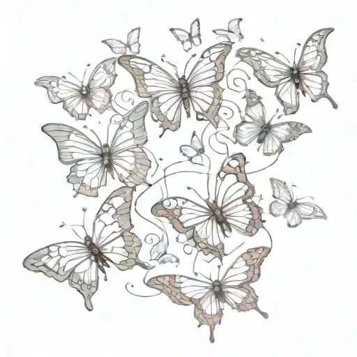 butterflies flying tattoo design idea