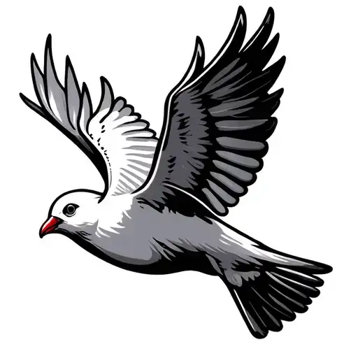 GPS contact details with a dove that fly away tattoo design idea