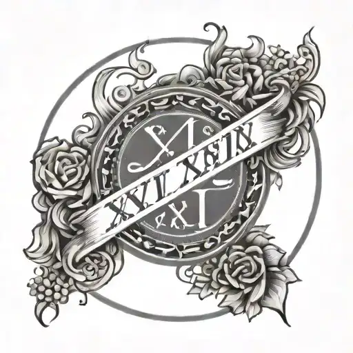 inscription "XVII XII MMXXIV" in a circle tattoo design idea