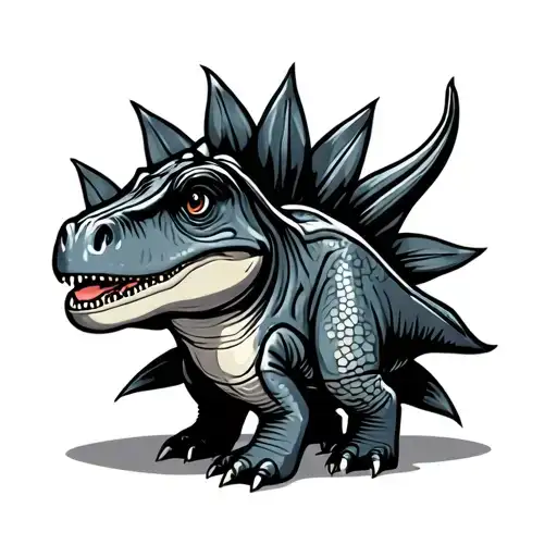 cute dinosaur cartoon tattoo design idea