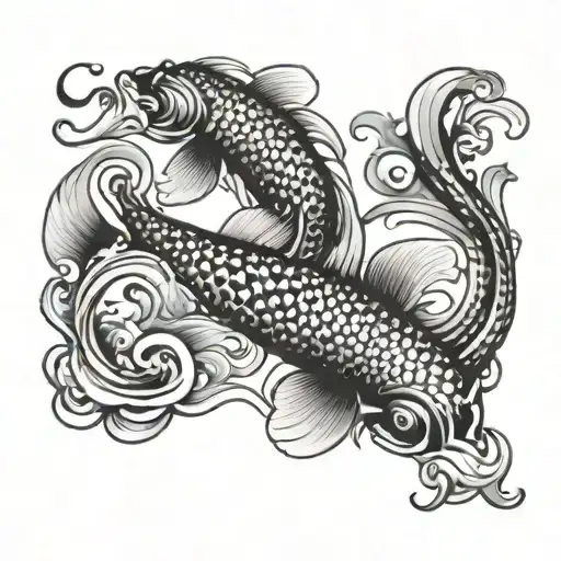 koi fish and smoke swirling tattoo design idea