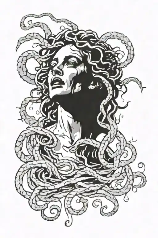 medusa crying blood tears tattoo design idea