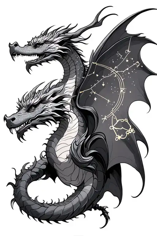 feminine dragon with the Aquarius constellation tattoo design for forearm tattoo design idea