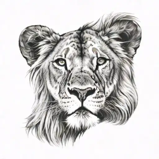 lion with blue eyes  tattoo design idea