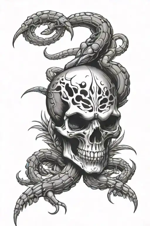 skull mouse and scorpion  tattoo design idea
