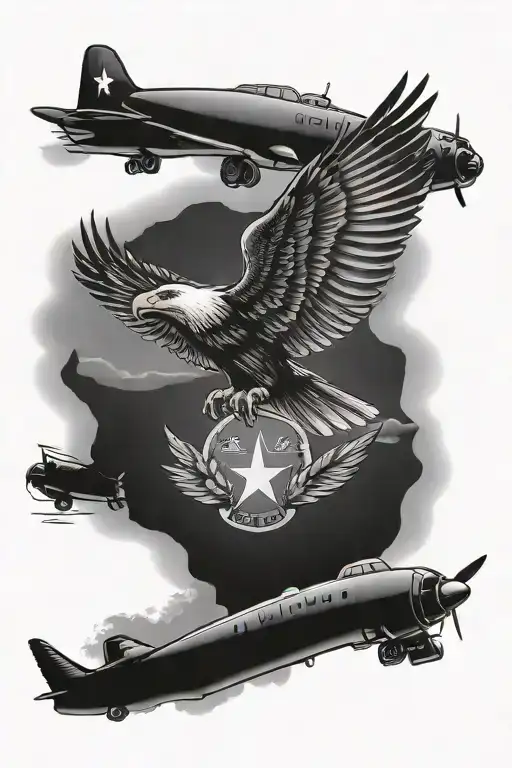 Vietnam tribute with c-47 plane. USAF staff sergeant. eagle flying. You Sure Are Fucked. tattoo design idea