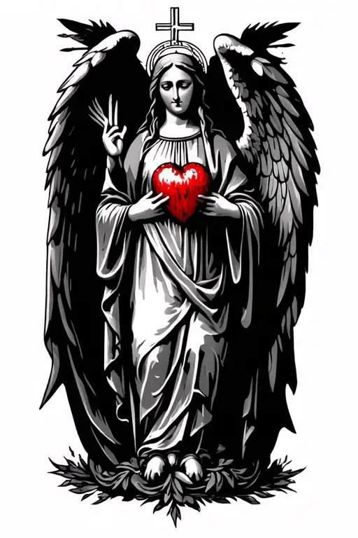 saint paul, saint michael, bleeding heart, mother mary tattoo design idea