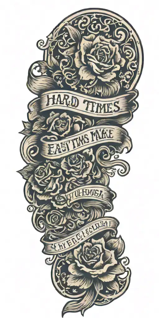Words: Hard Times Make You Stronger, Easy Times Make You Weaker tattoo design idea