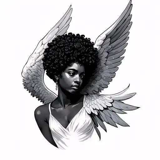 Afro Angel tattoo design idea