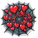 Filler Spider Webs with many small broken  hearts tangled up in them tattoo design idea
