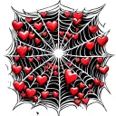 Filler Spider Webs with many small broken  hearts tangled up in them tattoo design idea