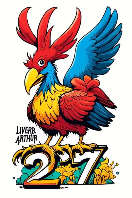 Liverbird and the number 27 with Arthur and Millie incorporated within  tattoo design idea