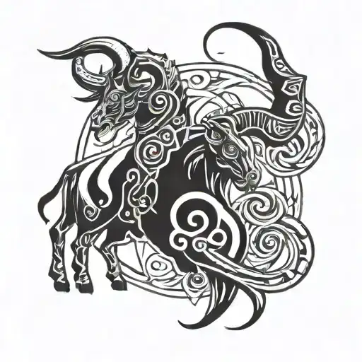 taurus and capricorn zodiac sign intertwined tattoo design idea