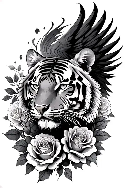 phoenix tiger roses arm sleeve earth tattoo design idea