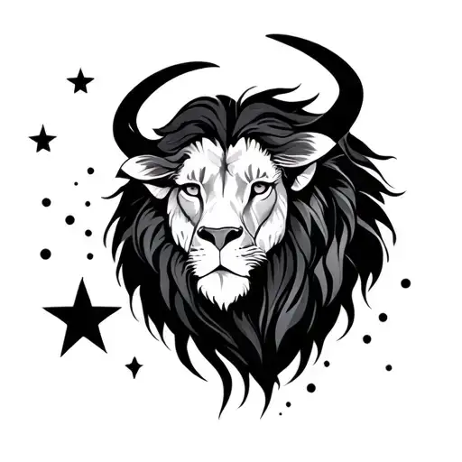 Leo and Taurus the dot stars intertwined  tattoo design idea