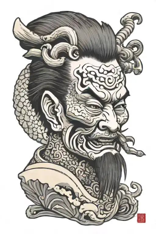 japanese namakubi severed head small tattoo design idea