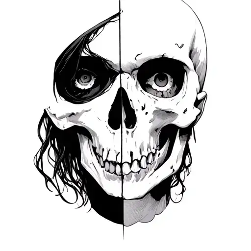 death from the sandman comics with half face and half skull tattoo design idea