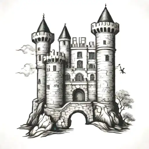 medieval castle style tattoo tattoo design idea
